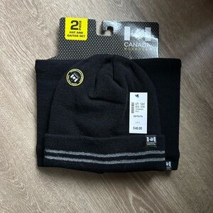 Black and Gray Hat and Gaiter Set